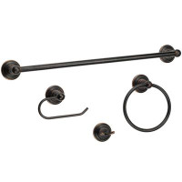 Accentuations by Manhattan Comfort Oil Rubbed Bronze 4-Piece Bathroom Set - Towel Bar, Tissue Holder, Towel Ring, Double
