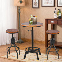 Williston Forge SET OF 3, Bar Table (30.31"-35.43") & 2 Backless Stools (23.22"-29.13") Set For Pub Kitchen Dining Livin