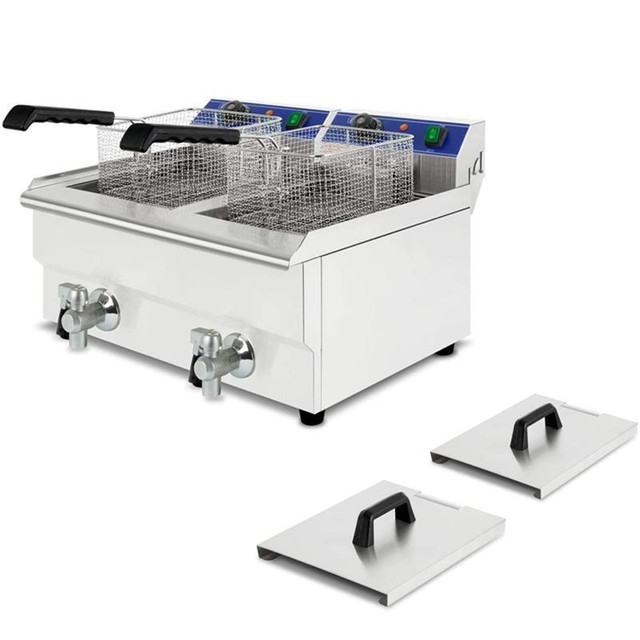 Open Box Commercial Electric Deep Fryer Stainless Steel Fryer with Choke Fried Chicken (20L Dual Tank) 181639 in Other Business & Industrial in Toronto (GTA) - Image 4