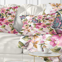 Made in Canada - East Urban Home Floral Butterflies with Seamless Pattern Lumbar Pillow