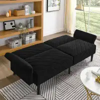 Wrought Studio Velvet Futon Couch Convertible Folding Sofa Bed