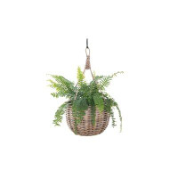 Beachcrest Home Skiatook Rattan Hanging Basket And Planter, Brown-Grey