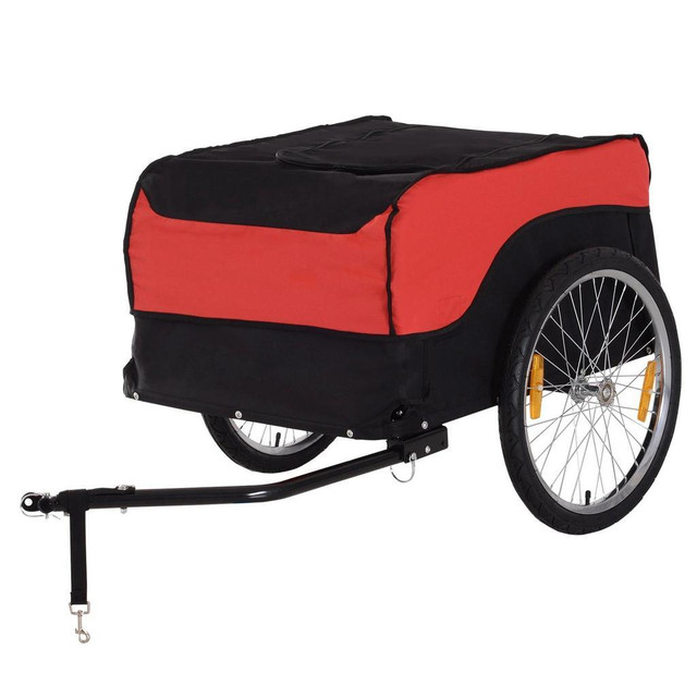 BIKE CARGO TRAILER BICYCLE LUGGAGE CARRIER CART WITH COVER BLACK RED in Exercise Equipment