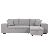 Latitude Run® Pull Out Sleeper Sofa Reversible L-Shape 3 Seat Sectional Couch With Storage Chaise And 2 Stools