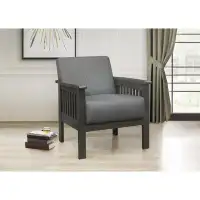 Latitude Run® Grey Accent Chair 1Pc Solid Wood Mission Arm Cushion Back Classic Living Room Furniture Antique Grey Woode