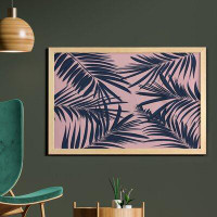 East Urban Home Ambesonne Navy And Blush Wall Art With Frame, Summer Exotic Floral Tropical Palm Tree Leaf Banana Plant