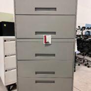 Global 5 Drawer Lateral Filing Cabinet – Center Pull Handles – Grey