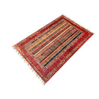 Home and Rugs Vintage Handmade 3X4 Mulitcolor And Red Anatolian Turkish Tribal Distressed Area Rug