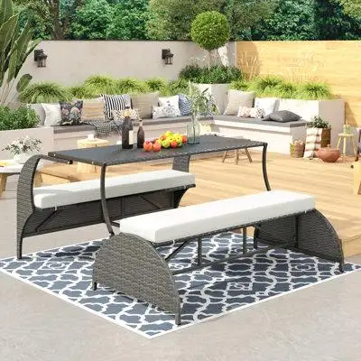 Winston Porter Outdoor Loveseat And Convertible To Four Seats And A Table