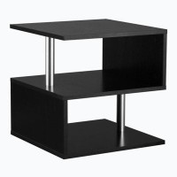 Wrought Studio 20" Modern End Table, Accent Side Table, S-Shaped Coffee Table With Storage Shelf And Steel Poles, Black