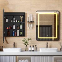 Wrought Studio 16X24 Inch Gold Bathroom Medicine Cabinet, Recessed or Surface Lighted Medicine Cabinet
