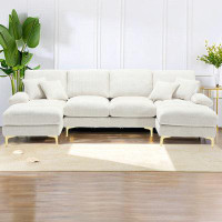 Mercer41 Modern Large Chenille Fabric U-Shape Sectional Sofa