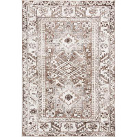 Bungalow Rose Vintage Oriental Traditional Persian Non-Shedding Living Room Bedroom Rug, Brown/Ivory
