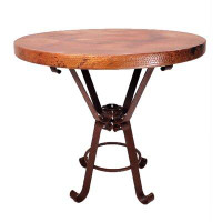 Mexports by Susana Molina Rustic Elegant Bar Table With A Natural Hammered Copper Top And Wrought Iron Base