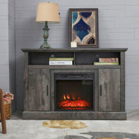Gracie Oaks Fuqua TV Stand for TVs up to 55" with Electric Fireplace Included
