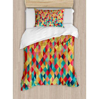East Urban Home Abstract Triangle Formed Fractal Geometric Figures with Aztec Culture Effects Western Print Duvet Cover