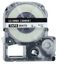 Weekly Promo! Epson LC-3WBN LabelWorks Standard LK Label Tape, 9mm, Black On White, SS9KW,  Compatible