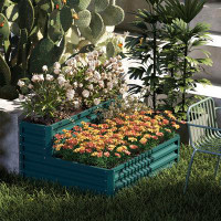 Arlmont & Co. 2 Tier Raised Garden Bed Galvanized Steel Planter Box, Green