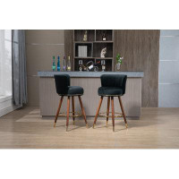 Mercer41 Counter Height Bar Stools Set of 2 for Kitchen Counter Solid Wood Legs