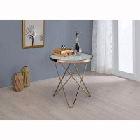 Everly Quinn End Table In Champagne & Frosted Glass_22" H x 22" W x 22" D
