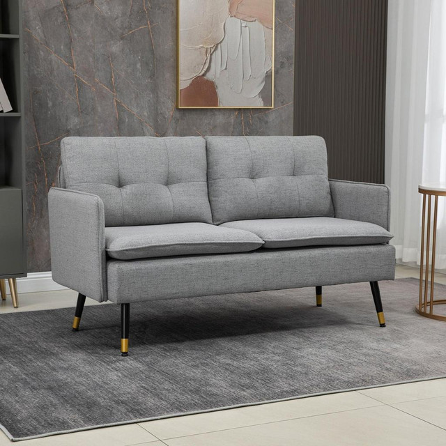 55 LOVESEAT SOFA FOR BEDROOM, MODERN LOVE SEATS FURNITURE WITH BUTTON TUFTING, UPHOLSTERED SMALL COUCH FOR SMALL SPACE, in Couches & Futons - Image 2