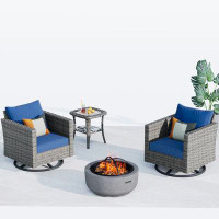 Wildon Home® Pe Rattan Woven Outdoor 2 Rocking Chairs With Stove