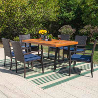 Lark Manor Alyah 7 Piece Dining Set with Cushions — Outdoor Tables & Table Components: From $99