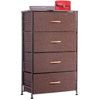 Rebrilliant Fabric 4 Drawers Storage Organizer Unit Easy Assembly; Vertical Dresser Storage Tower For Closet; Bedroom; E