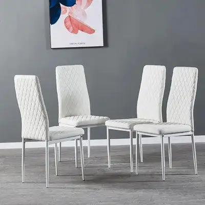 Latitude Run® Modern Minimalist Leather Dining Chair (set Of 4)