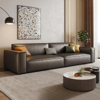 Crafts Design Trade 94.49" White Genuine Leather+Leather Match Modular Sofa