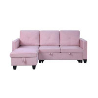 Latitude Run® Latitude Run® Velvet Reversible Sleeper Sectional Sofa with Storage Chaise