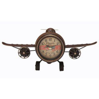 Williston Forge Rustic Vintage Airplane Table Clock