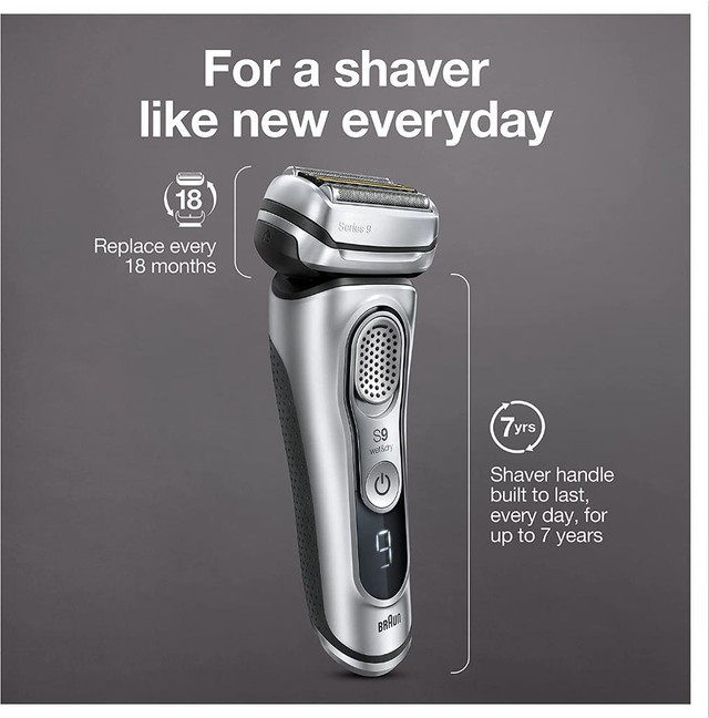 HUGE Discount! Braun Electric Razor for Men, Waterproof Foil Shaver, Series 9 9330s, Wet & Dry Shave  FREE Delivery in Health & Special Needs - Image 4