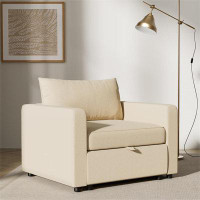 Ebern Designs Jamae 38'' Wide Squared Armchair with Under Seat Storage