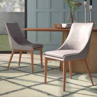 Corrigan Studio Leonitus Linen Upholstered Side Chair in Natural Oak