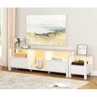 Ivy Bronx White TV Stand For 85 Inch TV With LED Light