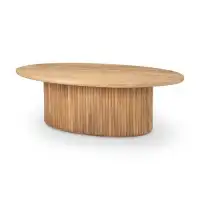 Joss & Main Chessa Terra 48L X 28W X 15H Light Brown Wood Oval Fluted Coffee Table