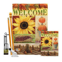 Breeze Decor Sunflower Collage - Impressions Decorative 2-Sided Polyester 40 x 28 in. Flag Set