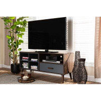 Corrigan Studio Modern Contemporary Office Home TV Stand Brown Grey Two Tone Finish With Drawer