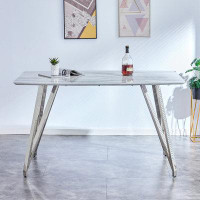 Ivy Bronx Bar table.Dining Table.Spacious MDF Top  Dining Table with plating Legs
