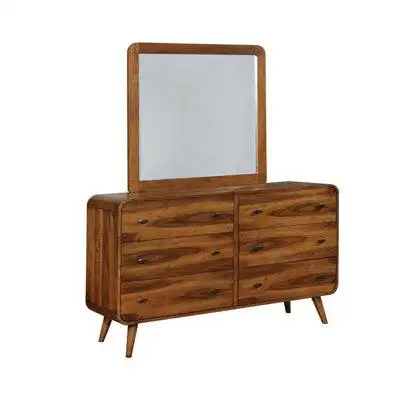 Orren Ellis Robyn 6-drawer Dresser with Mirror Dark Walnut