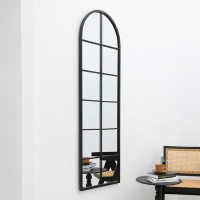 Ebern Designs Metal Arch Window Pane Wall Mirror