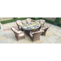 Direct Wicker Emilie Oval 6 - Person 128.35" Long Dining Set