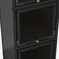 Latitude Run® Modern Three-Tier Glass Door Cabinet