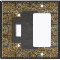 WorldAcc Metal Light Switch Plate Outlet Cover (French Victorian Frame Black 4 - (L) Single Toggle / (R) Single Rocker)