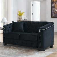 House of Hampton 59-Inch Modern Chesterfield 2-Seater Sofa with Upholstered Tufted Backrests