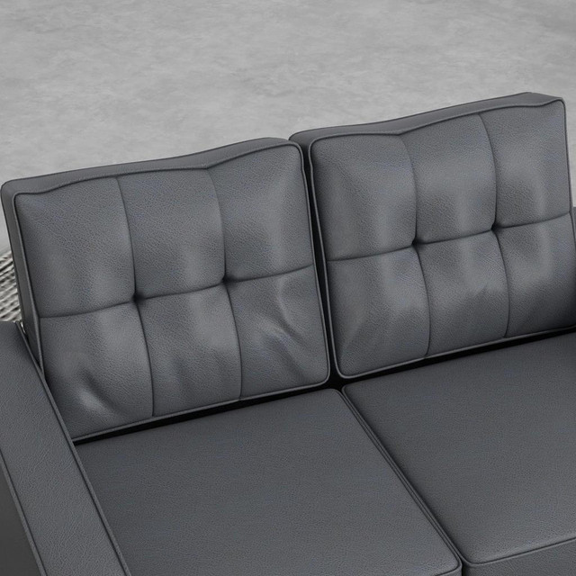 51  PU LEATHER LOVESEAT, DOUBLE SOFA WITH ARMREST, TUFTED BACKREST in Chairs & Recliners - Image 4