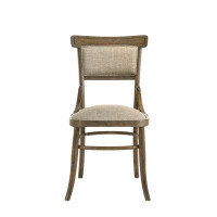 August Grove 19 Inch Wood Dining Chair, Padded Back With Inward Curving Top, Brown