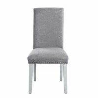 Red Barrel Studio Lanton Side Chair (Set-2) In Grey Linen & Antique White Finish