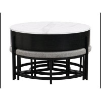 MR Modern Round Lift-Top Coffee Table with Storage & 3 Ottoman WQLY322-CH307202AAB